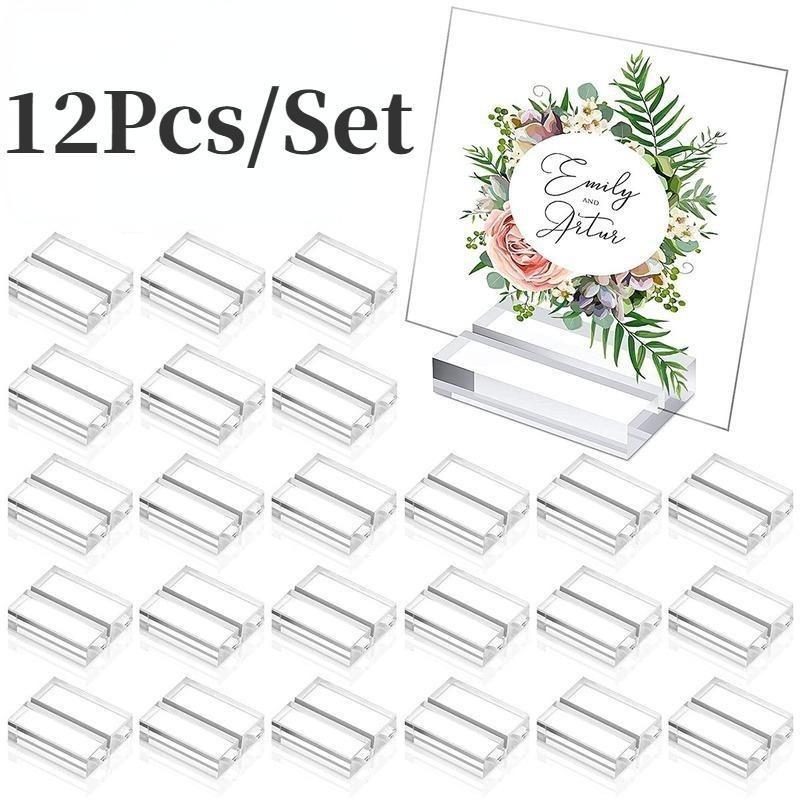 12Pcs 30*25*10mm Acrylic Stands Place Card Holders Table Number Stands Desktop Clear Card Display Stand Transparent Acrylic Sign Holder