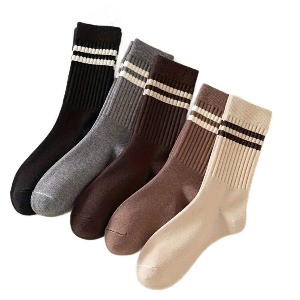 5paris Elastic Stripe Socks Soft Calf Socks Preppy Style Cotton Socks Lady