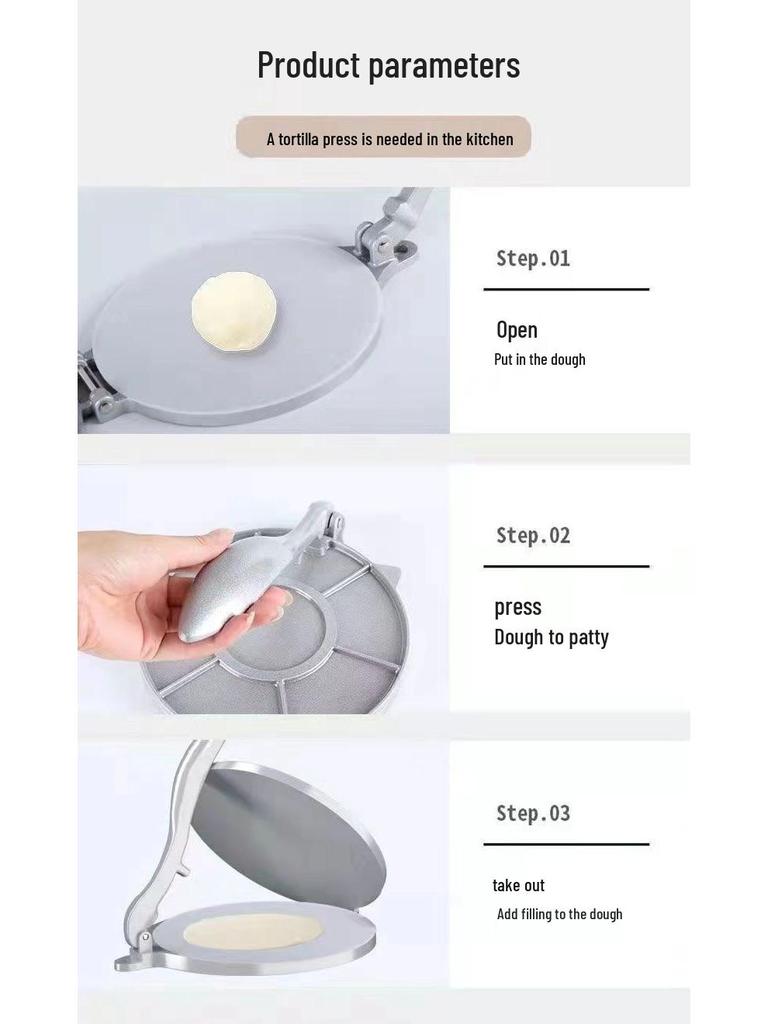 Ausgewählte manuelle Mais-Tortilla-Presse: Werkzeug für mexikanische Pfannkuchen & Teigtaschen