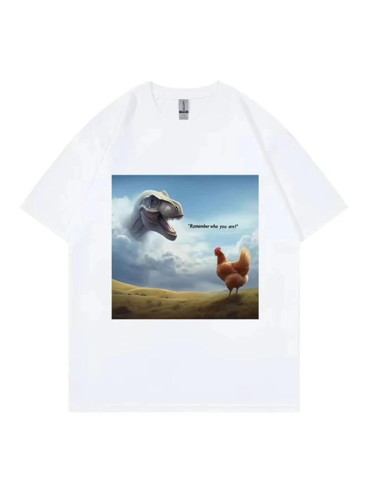 Pamatuj, kdo jsi  Dinosaurus Kuře Vtipná Trička High Street Módní Trend Tričko Muži Ženy Ležérní Trička s Krátkým Rukávem