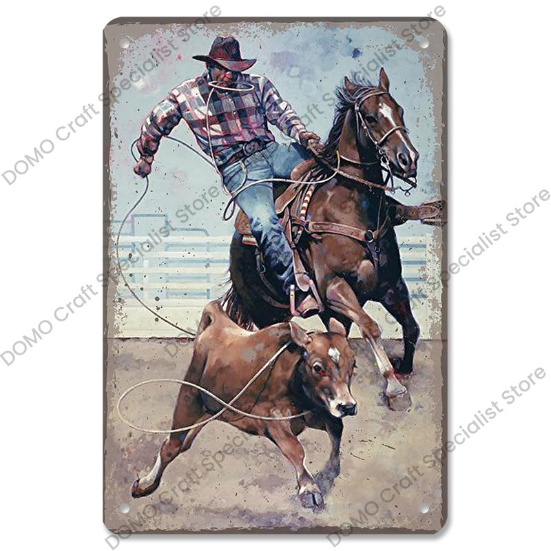 Western Cowboys Vintage Poster Metal Tin Signs Lone Ranger Horse Retro Metal Plate Wall Decor for Jockey Club Pub Man Cave