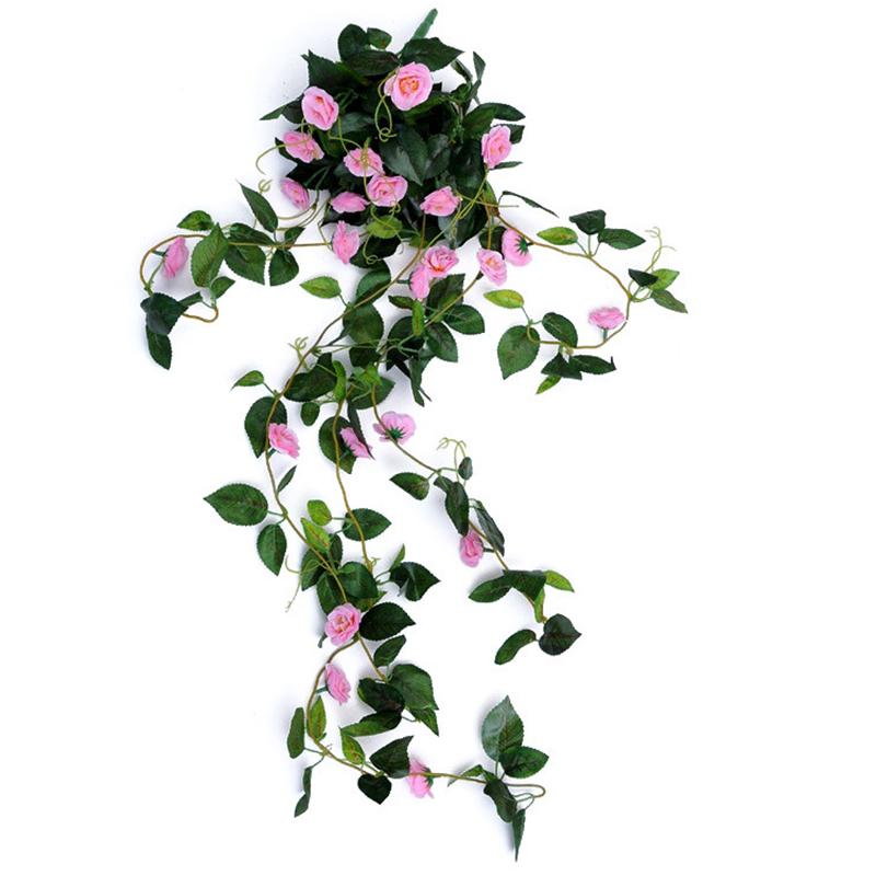 

Artificial Flowers 100cm Silk Rose Fake Garland Vine Ivy Plant Leaves Decor Home рожевий