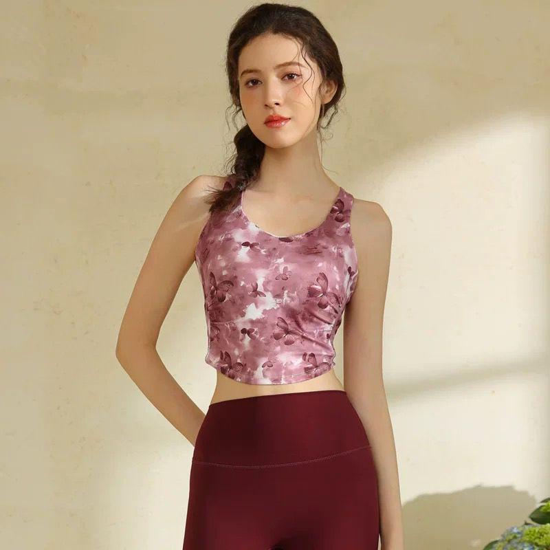 

Beautiful Color Yoga Vest Women New Summer Fashion Beauty Strap Chest Pad Quick-Drying Sports Fitness Training Top Ancan Lafite One-piece Bra S