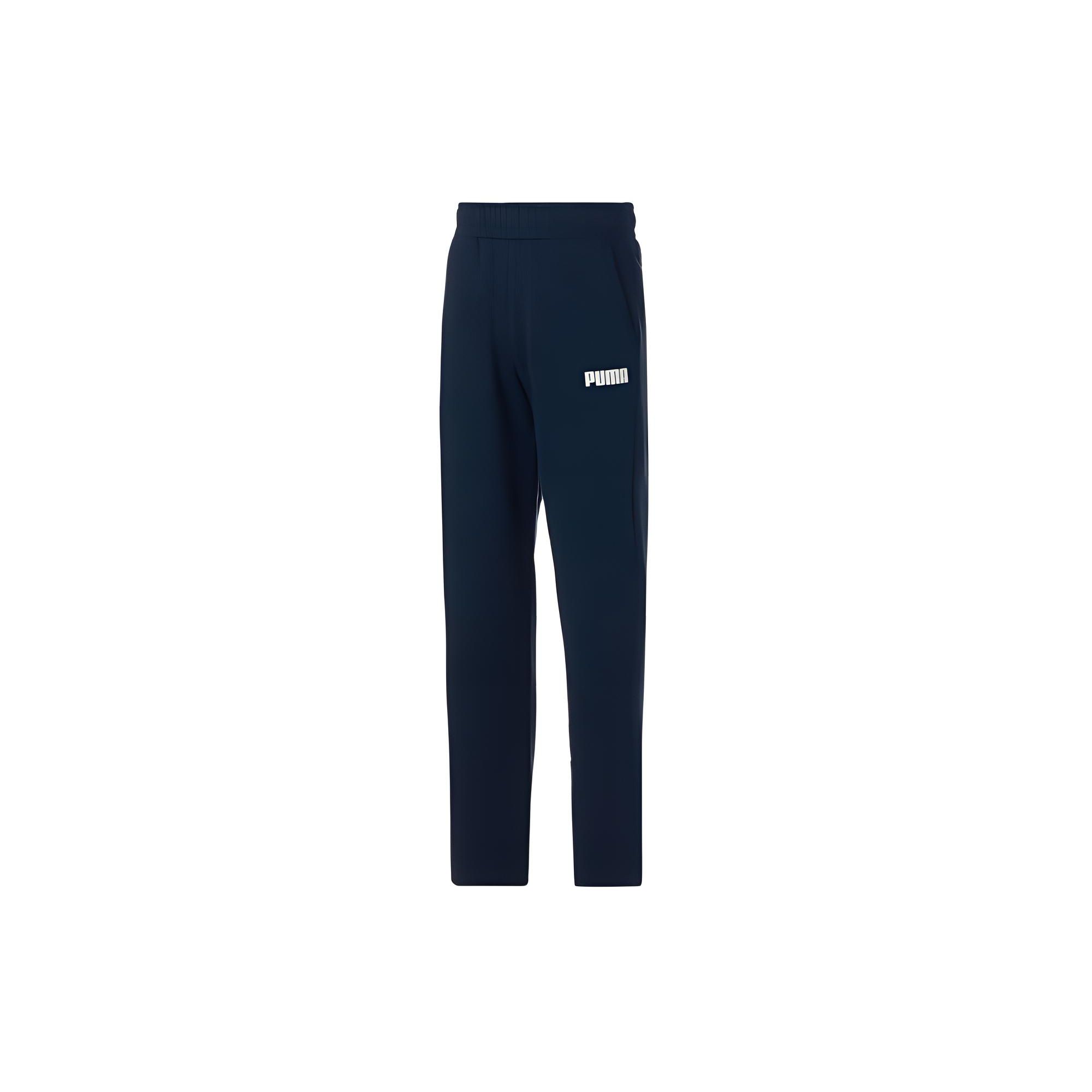 Puma Solid Color Elastic Waist Mid Rise Straight Leg Knit Sports Pants Men bottoms Blue 84723503 S