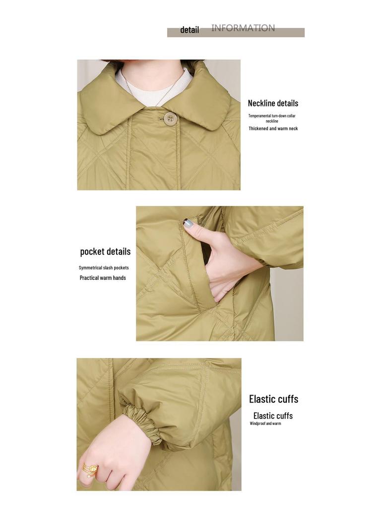 Women's 2024 Lightweight White Duck Down Puffer Jacket - Petite, Warm, Fashionable Winter Outerwear for Moms