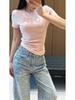 Elegant Embroidered Women's Slim Waist Short-Sleeve T-Shirt