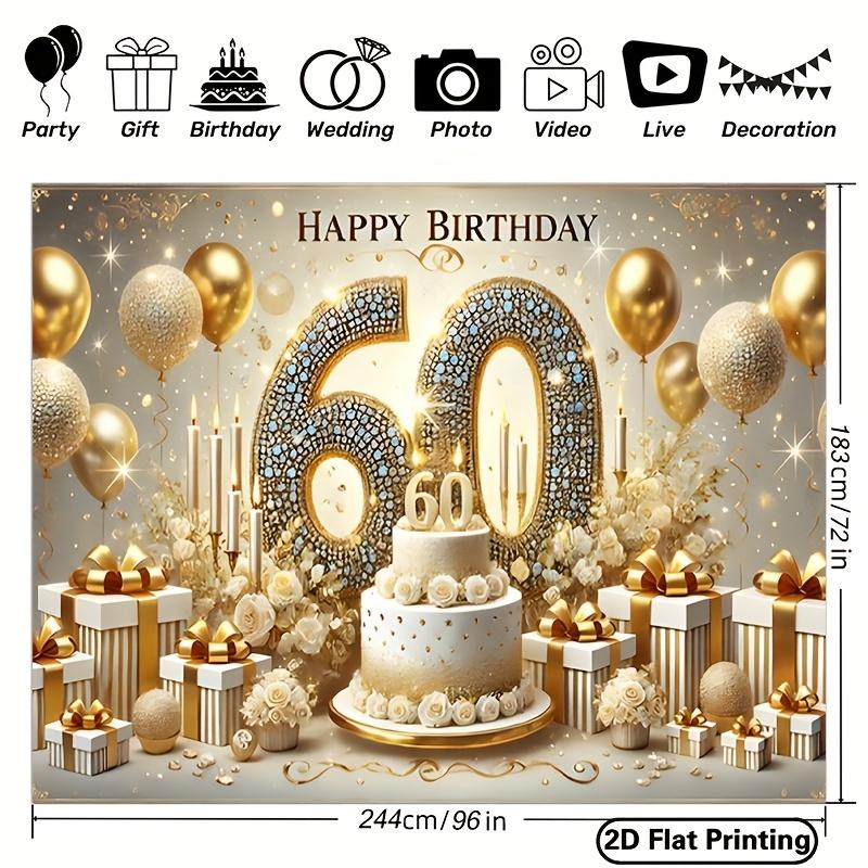 1 60th Birthday Photography Background - Gold and White Party Decoration Shining Crystal Decoration Birthday Party Decoration