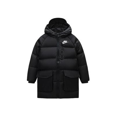 Hooded Warm Mid-Length Casual Printed Down Jacket Kids Jackets Black NY2442033GS-001