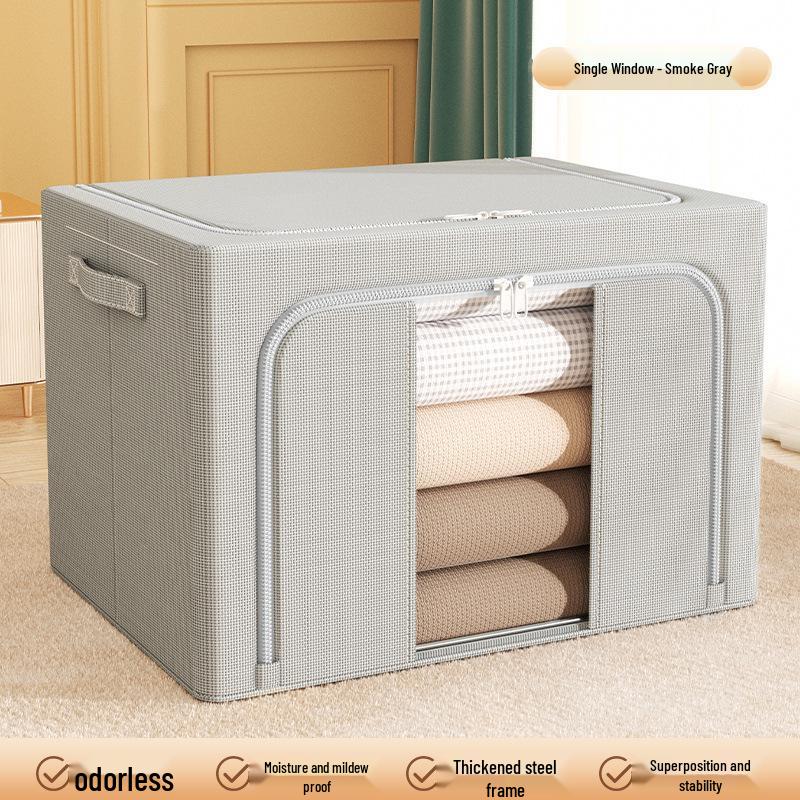 Steel Frame Waterproof Clothes Storage Box - Large Transparent Moisture-Proof Organizer for Quilts