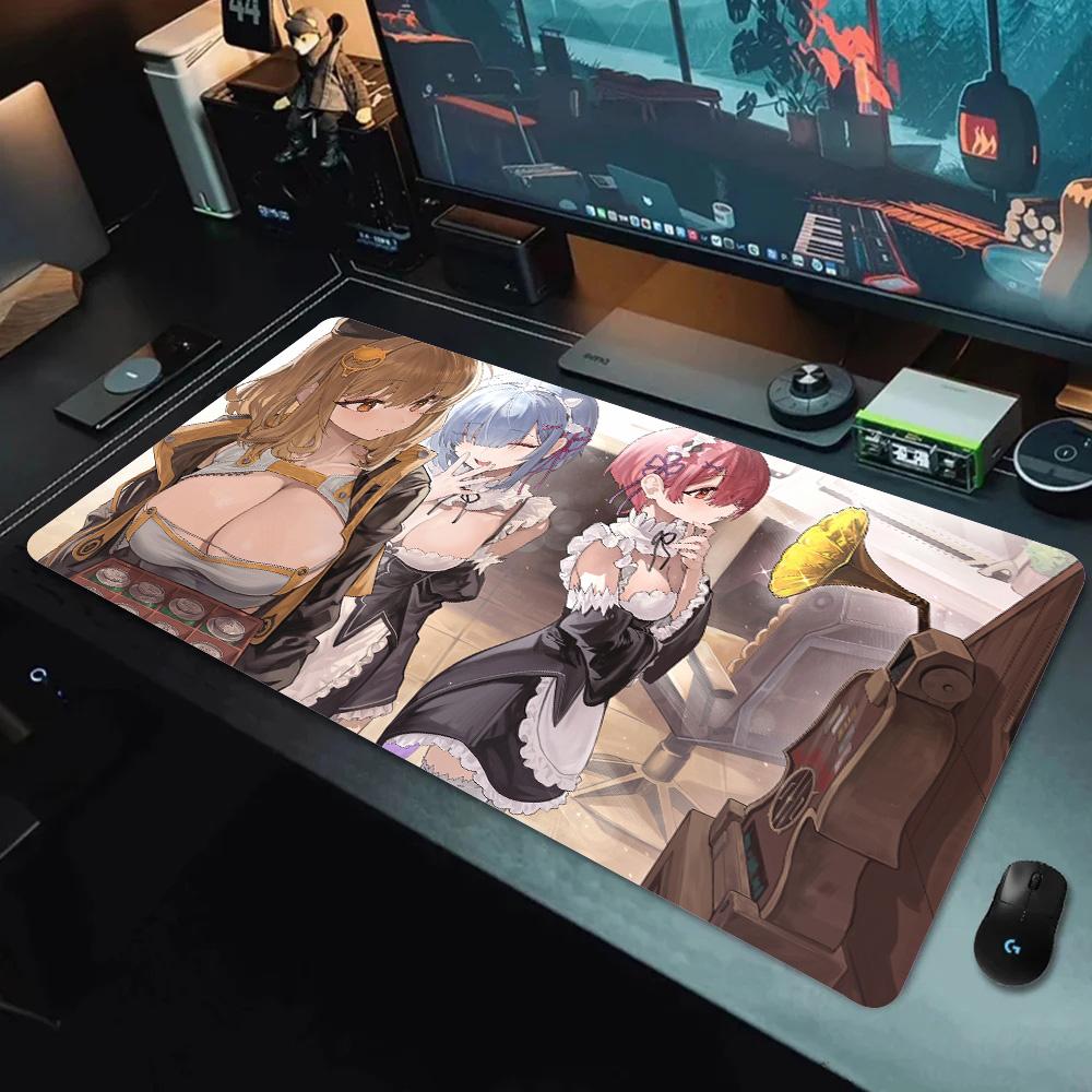 Gaming Mouse PadDesk Mat Antislip Rubber Base Stitched Edges Cheerleader Anime Girl Art Print Extended Office Gamer Mat