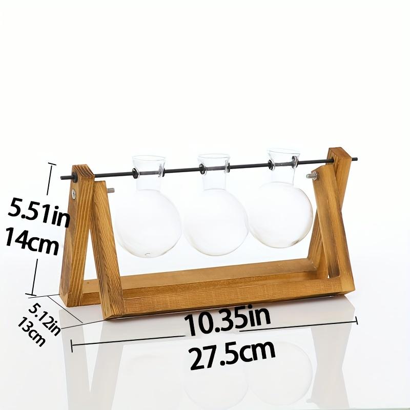 Hydroponic Vase Glass Transparent with Wooden Stand Creative Simple Desktop Green Plant Cultivation Container Home Decoration Or