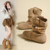 Inner height-increasing women's short boots Maillard stacking boots autumn new huge good-looking niche design smoke boots