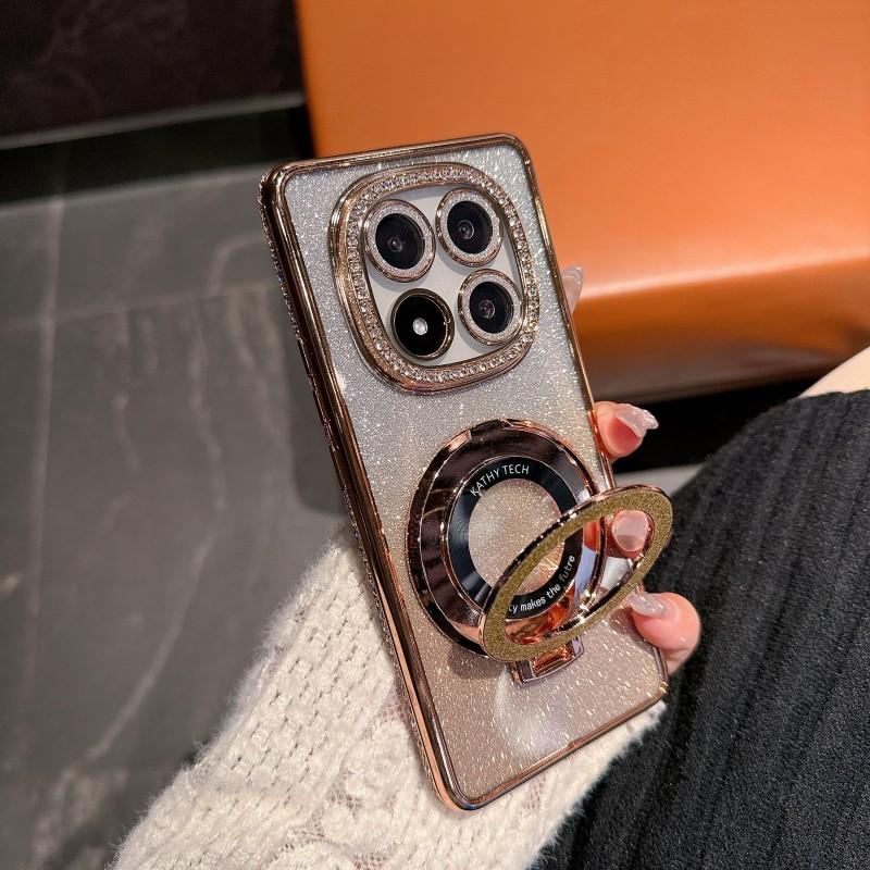 

Магнітна бездротова зарядна підставка Протиударний чохол для Redmi 13 13C 14C A3 Note 14 13 Pro Plus Xiaomi 14T Pro Блискуча діамантова кришка For Redmi 13 4G золотий