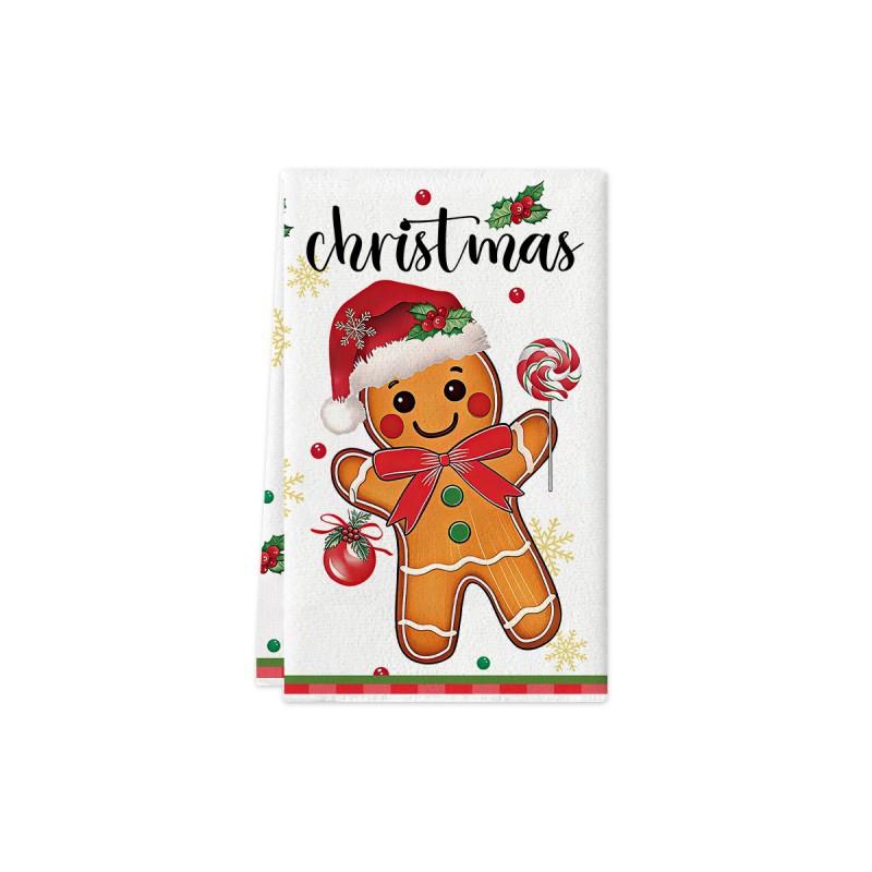 Christmas Kitchen Towel Nordic Style Snowman Print Dish Multipurpose Cotton Tea Home Holiday Decor