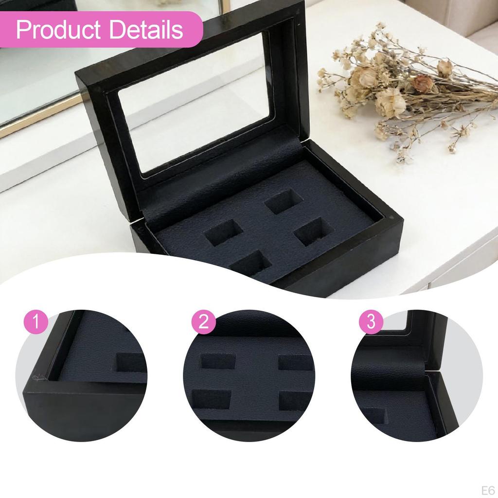 Box with Presentation Stand, Holder, Jewelry Organizer, Wooden Surface Smooth PU Coating,