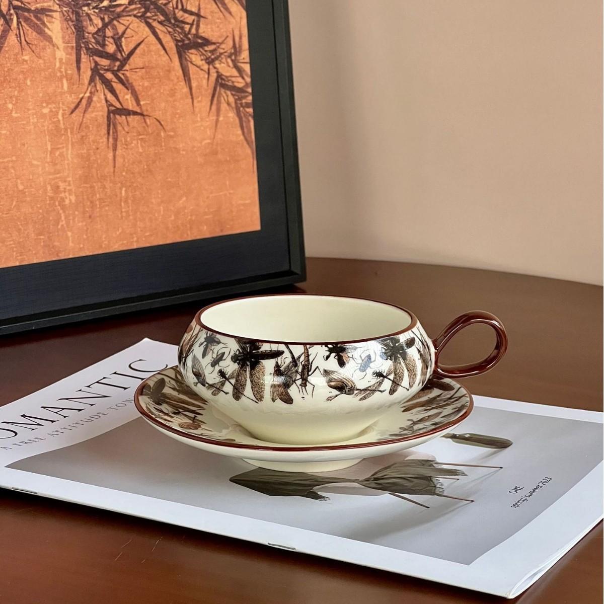 

Ефемерний Метелик Кавова Чашка Блюдце Висока Цінність Ретро Кавова Чашка Чашка для Води Домашня Полуденний Чай Британський Стиль 200ML