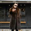 Imitation Mink Coat Men's Medium and Long Autumn and Winter Large Size Velvet Thickened Imitation Raccoon Fur Imitation Fur Coat Brown