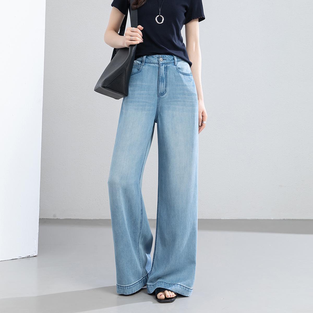 Women s Tencel Denim High-Waisted Wide-Leg Jeans 28