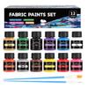 12-kleurig Textielpigmenten Set (25ml) voor doe-het-zelf Glas, Graffiti, Aquarel, Gouache en Acrylverf
