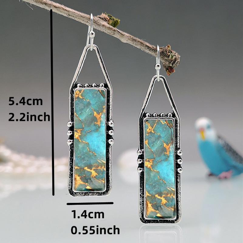 Wen Jade Turquoise Pattern Boho Style Women's Korean Style Couple Jewelry