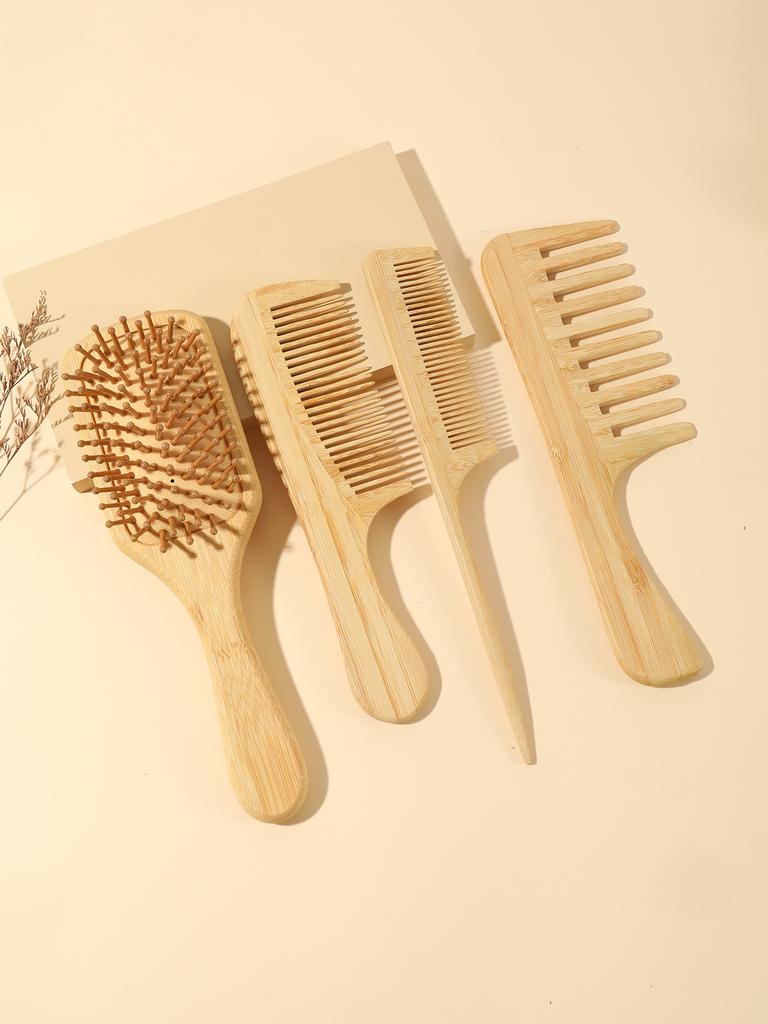 4pcs/set natural bamboo brush massage airbag comb set scalp massage comb for hair growth Special for real hair wigs