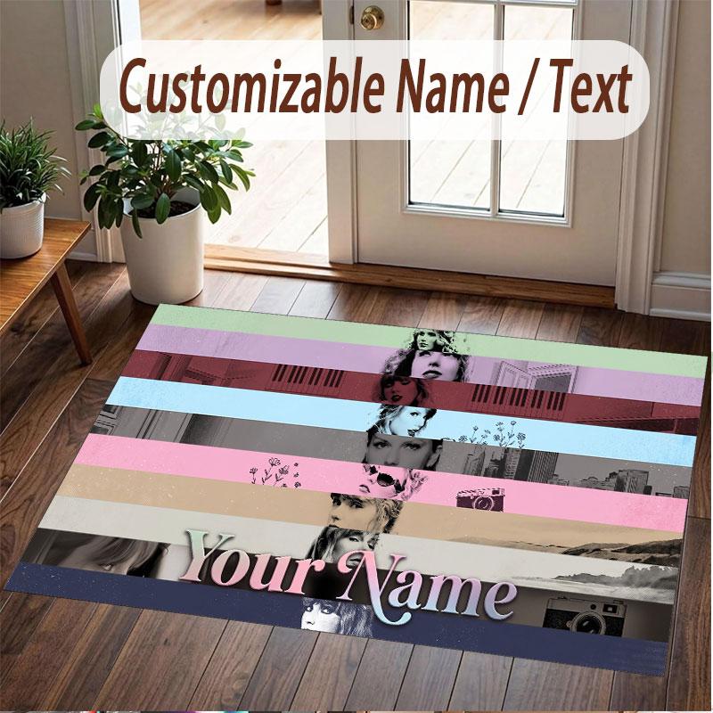 Custom Name Crystal Velvet Rug,Taylor Swift Comfortable Anti Slip Floor Mat For Room Decoration