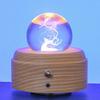 Rotating Musical Box Multifunctional USB Charging Musical Box Crystal Night Light Unique Wooden Bedside Lamp Rotating Wooden