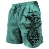 Men's Vintage Shorts Beach Shorts  Street Drawstring Elastic Waist 3D Print Ship Skull Breathable Short Daily Shorts