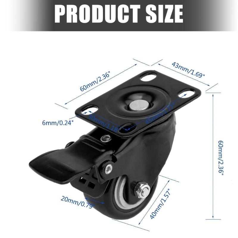 Noiseless Movement Furniture Casters 50kg Load Capacity Resistant Quiet Slide Casters PU Wheel for Commercial Use