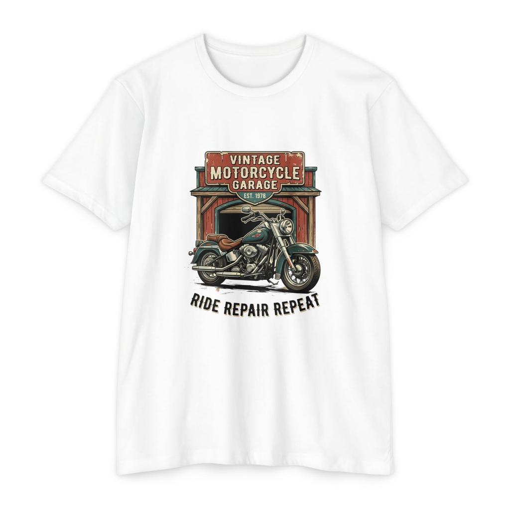 Vintage Motorcycle Garage T-shirt | Ride Repair Repeat