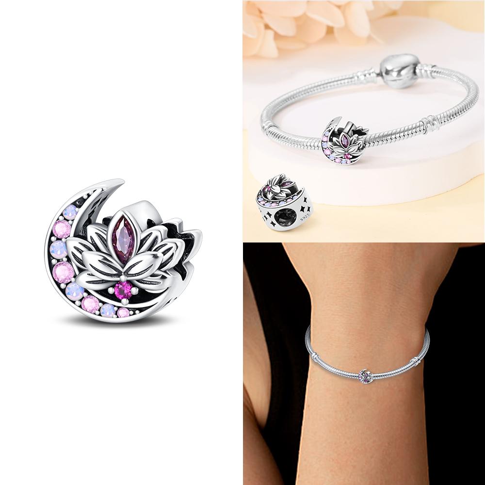 Heart Zircon Charms Original Classic Copper Plated Lotus Angel Beads Fitbracelets Women Diy Jewelry Fine Gifts Jewelry