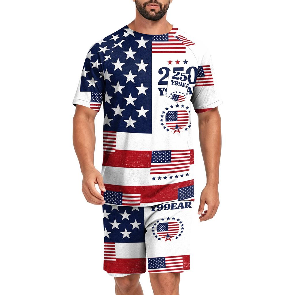 Conjunto de Verano para Hombre con Top de Manga Corta y Pantalones Cortos Juego de Dos Piezas para Dormir Tejido Ligero Transpirable Suave Ropa Casual para Casa
