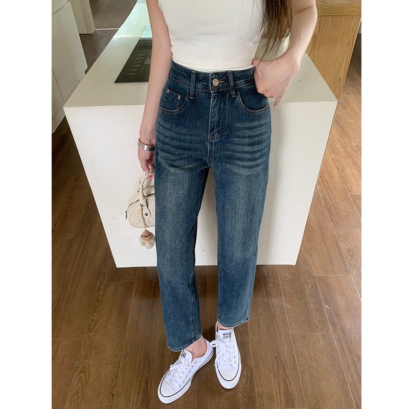 Women s Plus Size Elastic Straight-Leg Jeans for Pear-Shaped Bodies - Autumn Nine-Point Length S