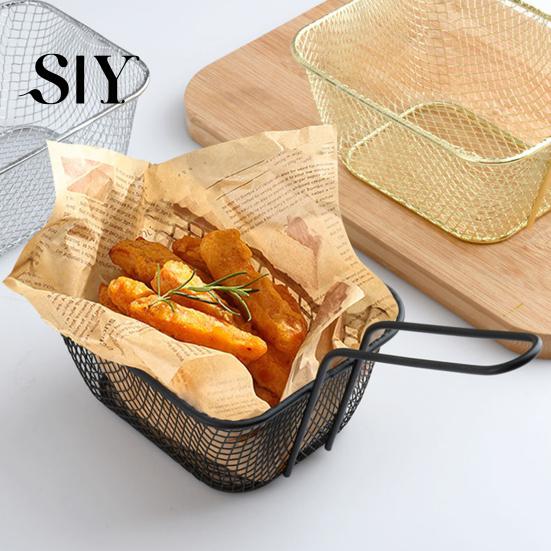 Cestello in Acciaio Inossidabile per Servire Patatine Fritte Mini Cestelli per Patatine Strumento per Friggitrice da Appendere Filtro per Presentazione Cibo Impugnatura Ergonomica Accessorio Fritti