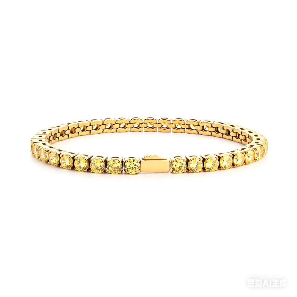 Multi-colored fashionable 4mm wide tennis chain, zircon sparkling hip-hop style exquisite jewelry bracelet for men and women