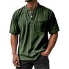 Men's Summer Round Neck Short Sleeve T-Shirt Neck Men's All-match Casual Button Shirt