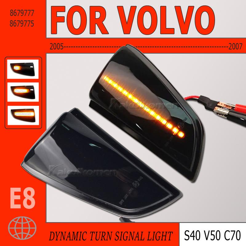 2x LED Dynamic Turn Signal Light For Volvo S40 V50 2004-07 C70 2006-09 Prefacelift Side Mirror Sequential Lamp Blinker Indicator