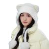 Korean Cute Colorful Bear Ear Wool Ball Cap Autumn and Winter Casual Cold Warm Hat Showing Face Small Knitted Wool Cap
