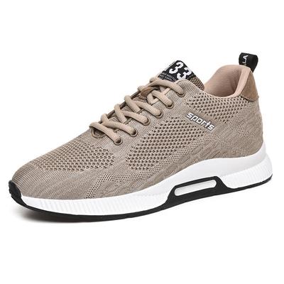 Men's Cross-Border Knit Running Shoes with Mesh Upper & Hidden 6cm Lift