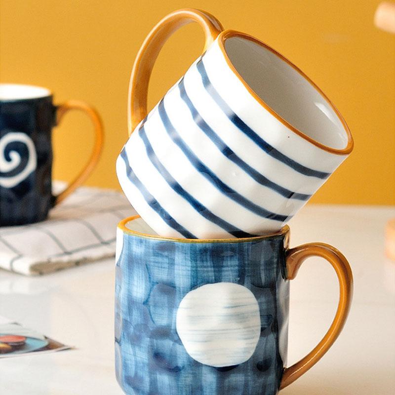 300ML Ceramic Coffee Mug Japanese Style Household Water Cup With Handlegrip Couple Cup Fashion Office Home Birthday Gift