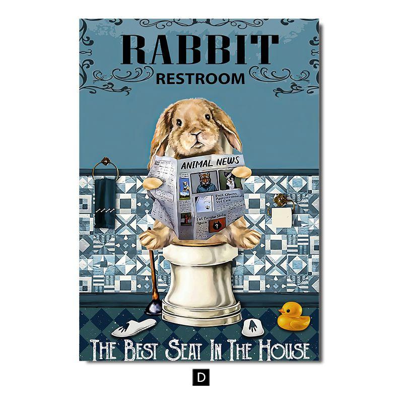 

Современное украшение для детской комнаты с мультяшными животными, картина с черным котом, собакой, постер для ванной комнаты, детский душ, настенное искусство, домашний декор 30x40cm No Frame