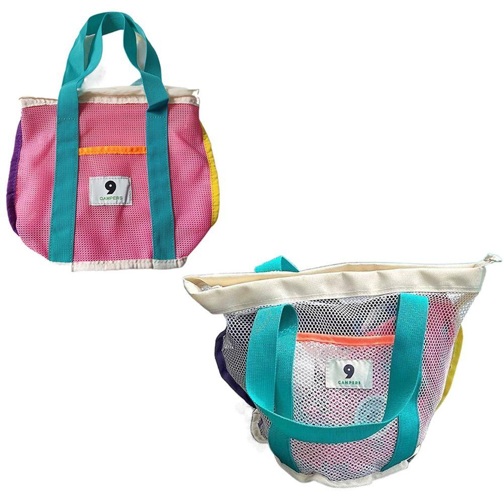 

Short Handles Mesh Beach Bag Lightweight Travel Mesh Organizer Toiletry Storage Handbag Summer