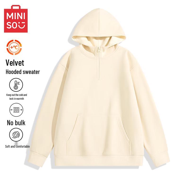 MINISO Men's Half-Zip Hooded Fleece Sweatshirt