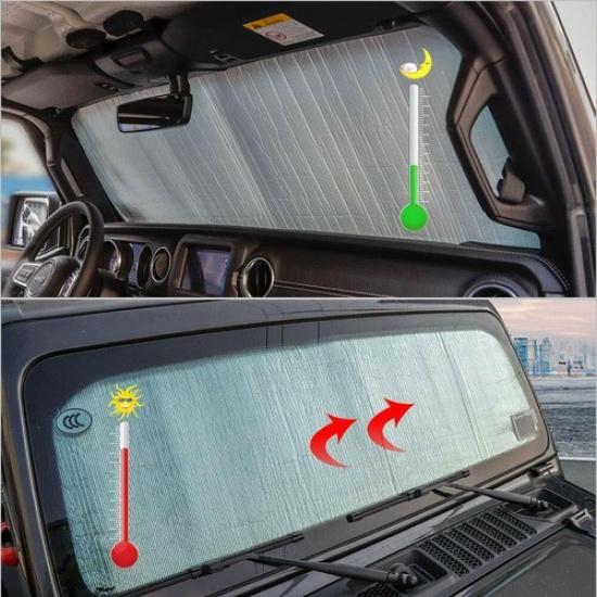Windshield Sunshade Sun Shade Heat Shield Sun Visor Mat Fit Jeep Wrangler JL 18+
