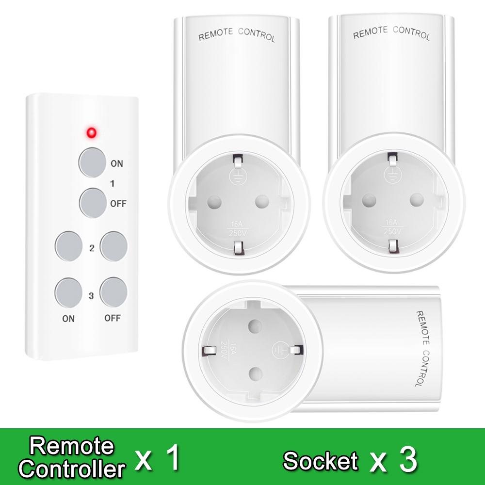 Wireless Smart Remote Control Power Outlet Light Switch Plug Socket Power Outlet Socket EU Plug with Remote Control