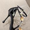 2024 Sommer Stiletto Knöchelriemen Metallblumen Sandalen