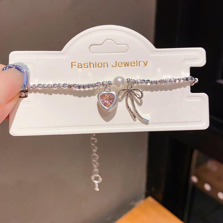Elegant Zircon Butterfly Bow Silver Bracelet For Women Gift Occasion