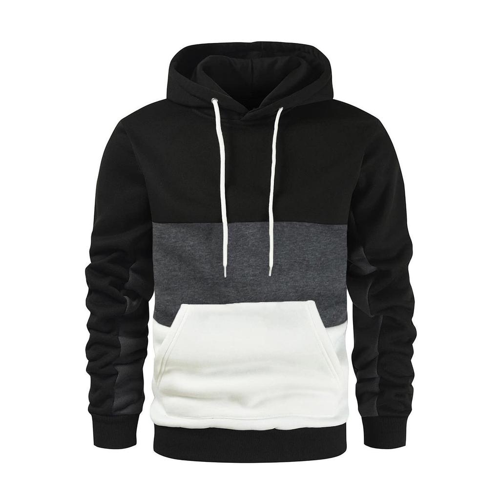 2023 Men's Autumn/Winter Color Block Patchwork Hoodie - European/American Fashion