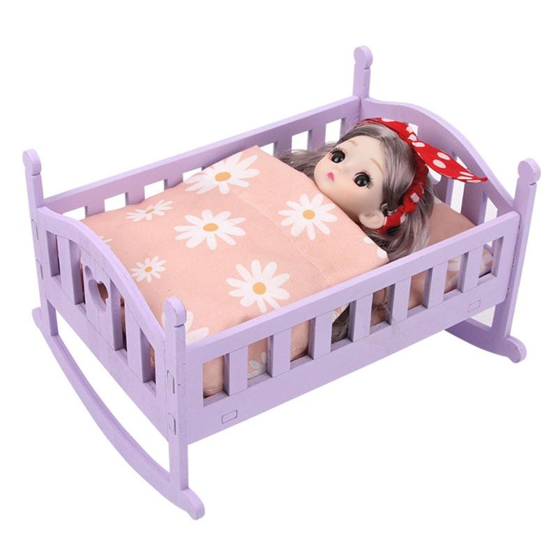 

Children s Interactive Dollhouse Wooden Shake Bed Decoration Ornaments Role for Play Toy Portable Relieve Boredom Toys 1
