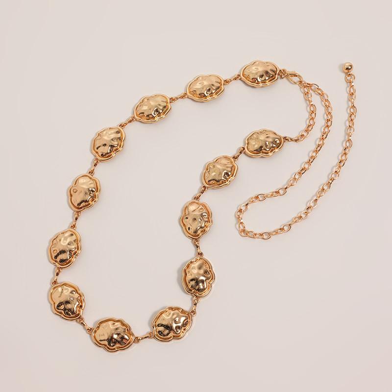 Metal Cloud Waist Chain For Women With Retro Engraving And Geometric Elements Spring